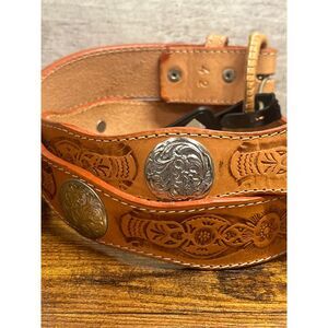 New Western Express‎ Brown Leather Silver Stamped Size 42 Belt